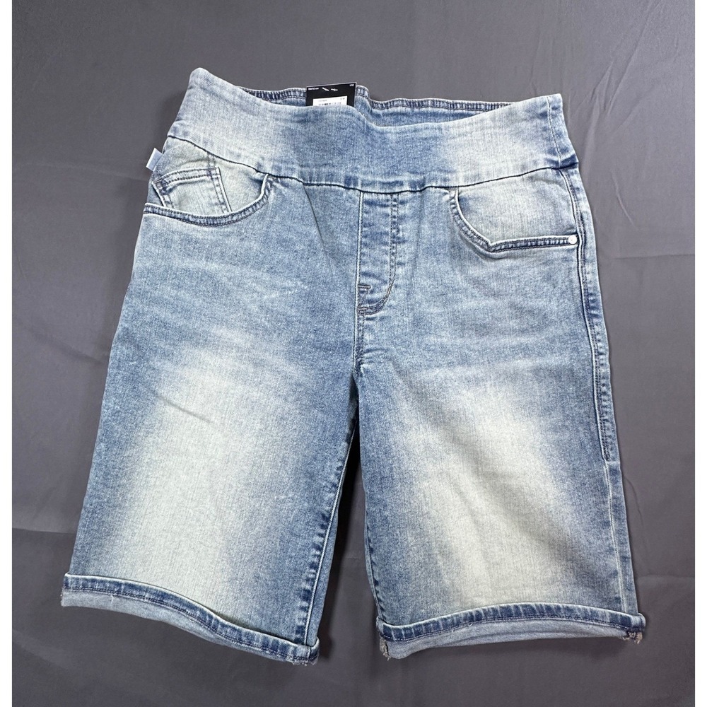 Rock & Republic Fever Bermuda Shorts Womens 12M Blue Denim Pull On Slimming VT65